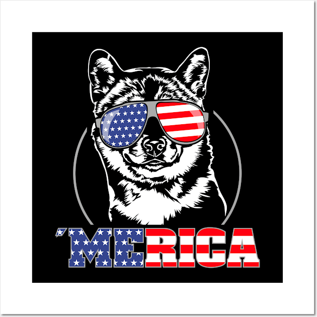 Proud Shiba Inu American Flag Merica Wall Art by wilsigns